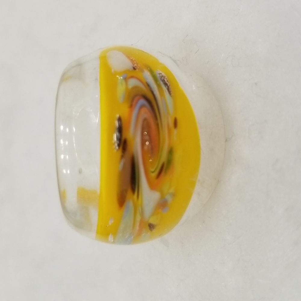 Murano Style Glass Millefiori Flowered Multicolored Dome Cocktail Ring US Seller